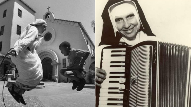 Madre Teresa pula corda e Irmã Dulce toca acordeon